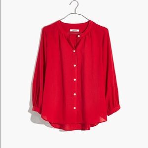 Madewell Red Peasant Top sz M NWT